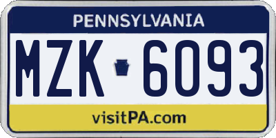 PA license plate MZK6093