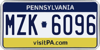 PA license plate MZK6096