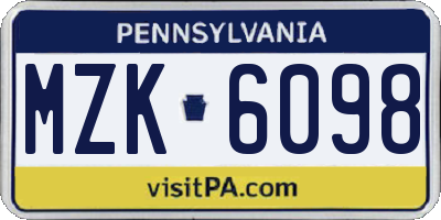PA license plate MZK6098