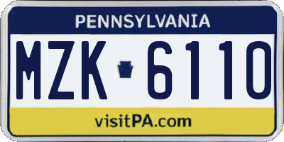 PA license plate MZK6110