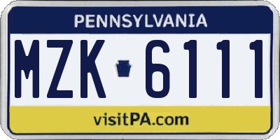 PA license plate MZK6111