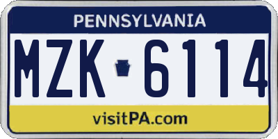 PA license plate MZK6114