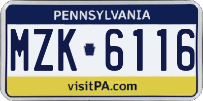 PA license plate MZK6116