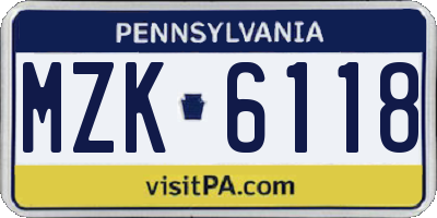 PA license plate MZK6118