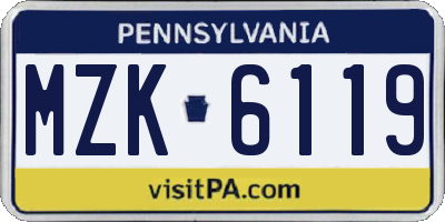 PA license plate MZK6119