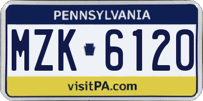 PA license plate MZK6120