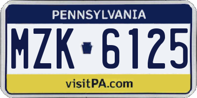 PA license plate MZK6125
