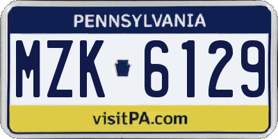PA license plate MZK6129