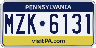 PA license plate MZK6131