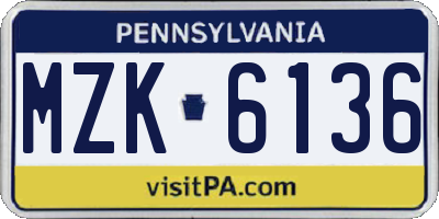 PA license plate MZK6136