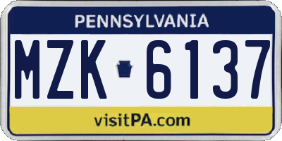 PA license plate MZK6137
