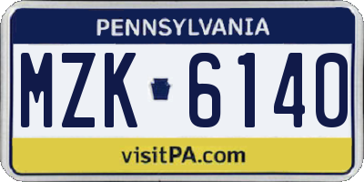 PA license plate MZK6140