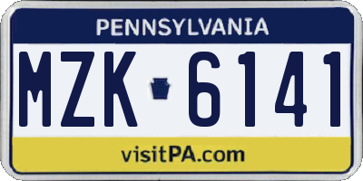 PA license plate MZK6141