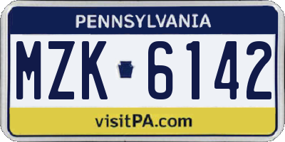 PA license plate MZK6142