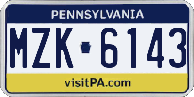 PA license plate MZK6143