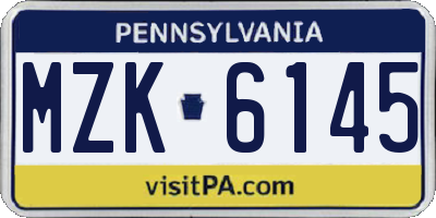 PA license plate MZK6145