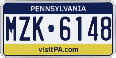 PA license plate MZK6148