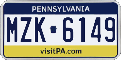 PA license plate MZK6149