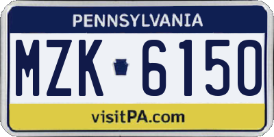 PA license plate MZK6150