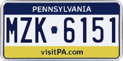 PA license plate MZK6151