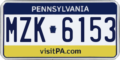PA license plate MZK6153