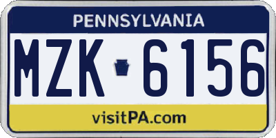 PA license plate MZK6156