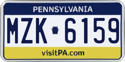 PA license plate MZK6159