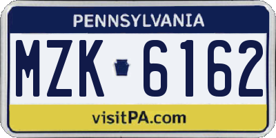 PA license plate MZK6162