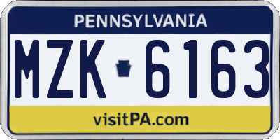 PA license plate MZK6163