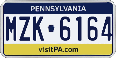 PA license plate MZK6164