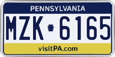PA license plate MZK6165