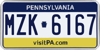 PA license plate MZK6167