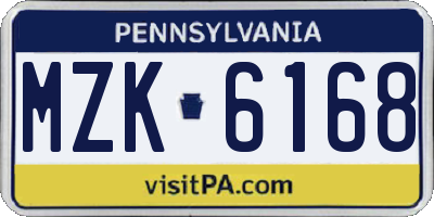 PA license plate MZK6168