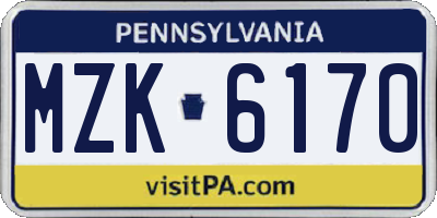 PA license plate MZK6170