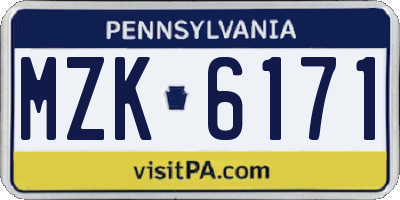 PA license plate MZK6171