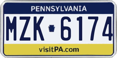 PA license plate MZK6174