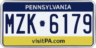 PA license plate MZK6179