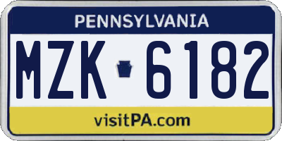 PA license plate MZK6182