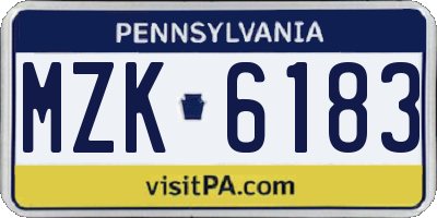 PA license plate MZK6183