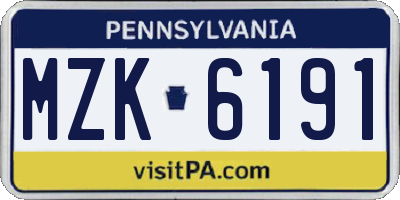 PA license plate MZK6191