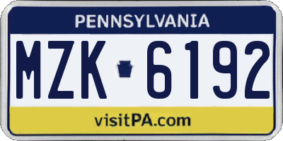 PA license plate MZK6192