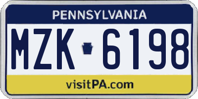 PA license plate MZK6198