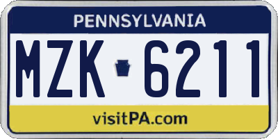 PA license plate MZK6211