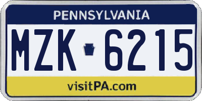 PA license plate MZK6215