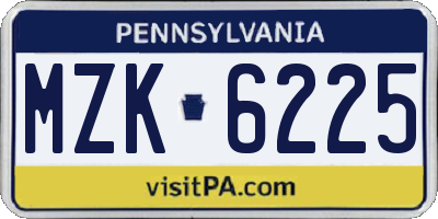 PA license plate MZK6225