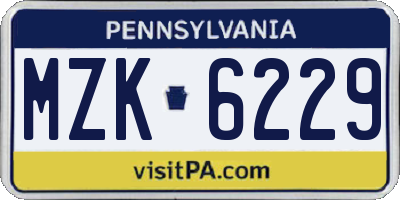 PA license plate MZK6229