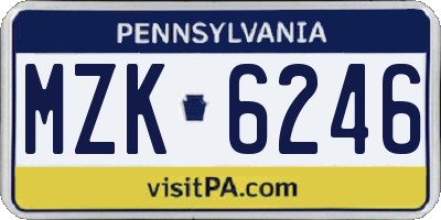 PA license plate MZK6246
