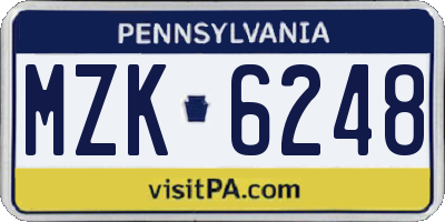 PA license plate MZK6248