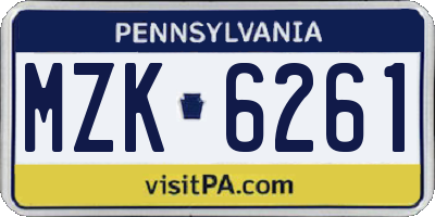 PA license plate MZK6261
