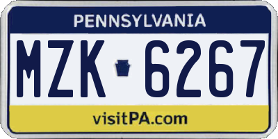 PA license plate MZK6267